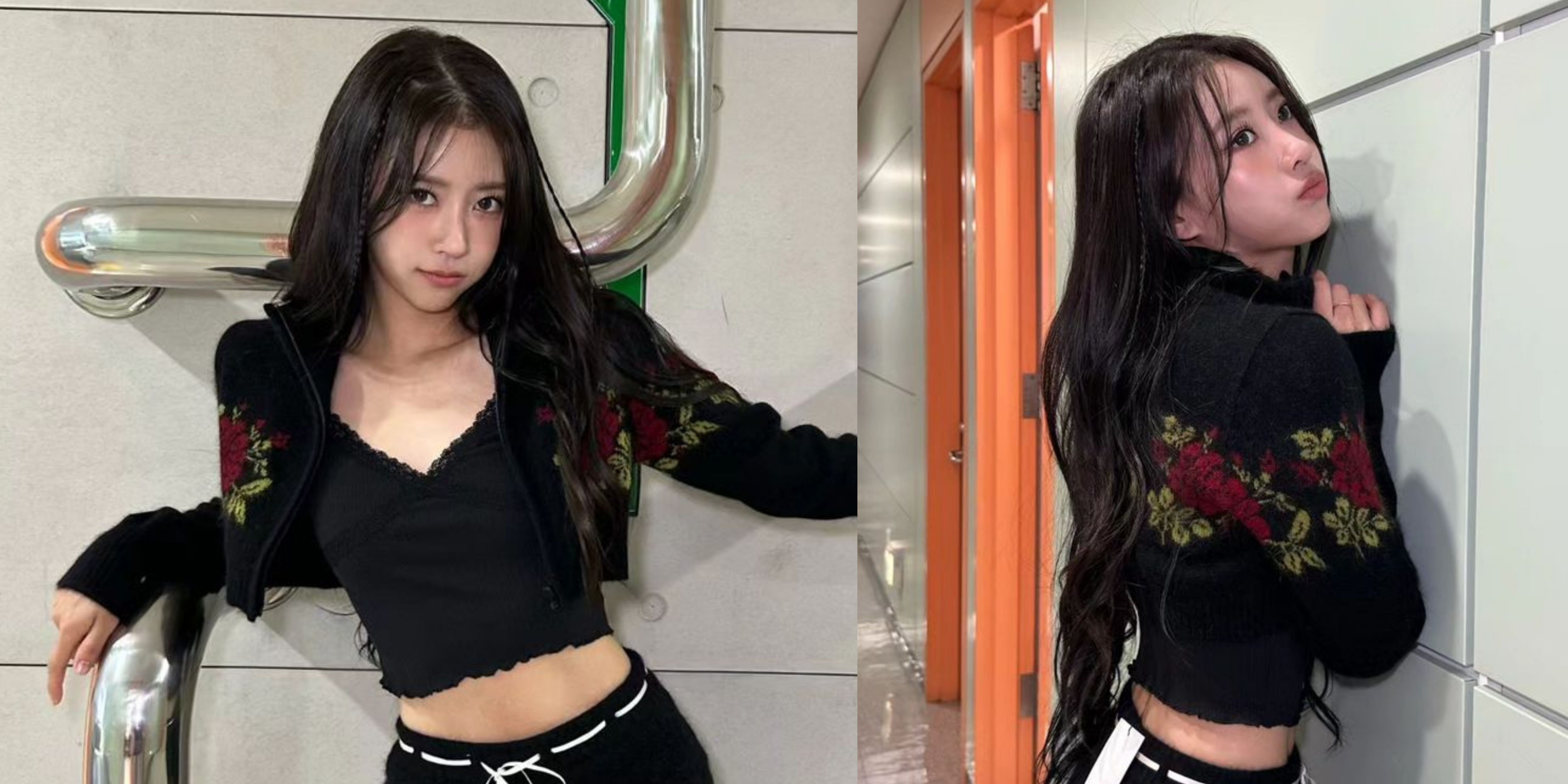 "Sartorial Grace" Mijoo's Chic Rose-Patterned Attire Charms in Camera Poses