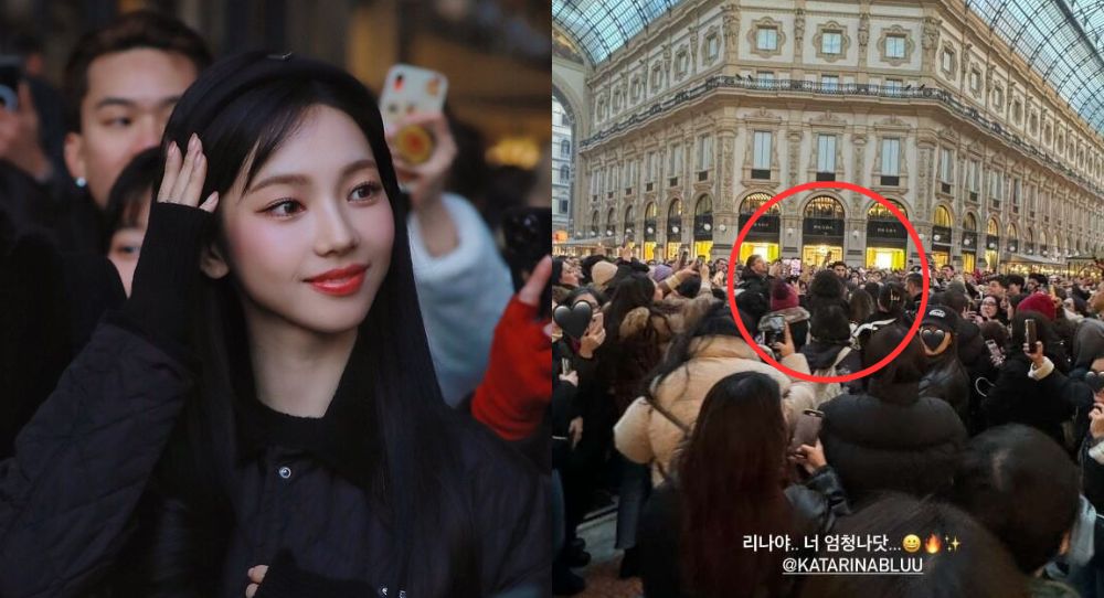 aespa's Karina arrives to a crazy crowd of fans at Milan during 'Milan Fashion Week'