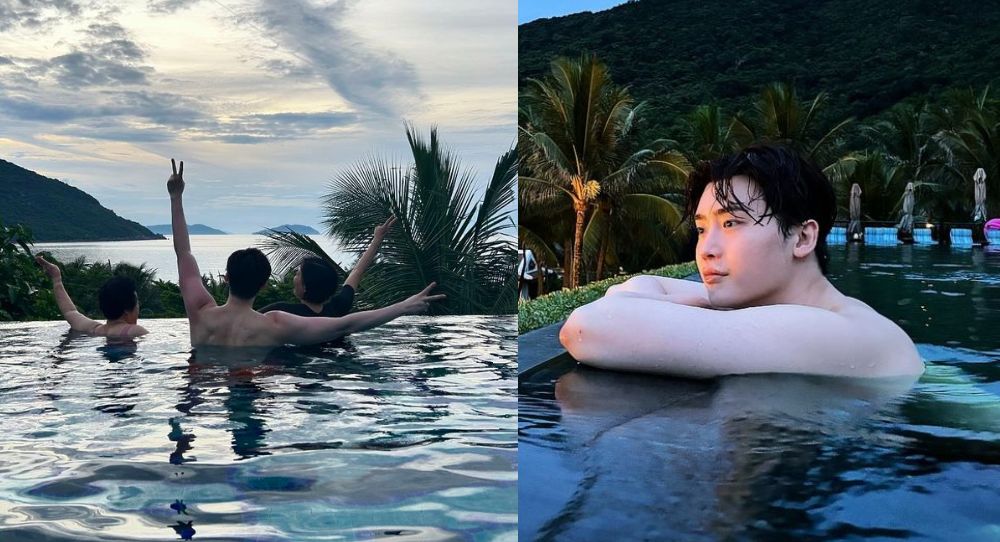 Lee Jong Suk Enjoys Summer Vacation in Vietnam's Da Nang, Shows Off Muscular Back at the Pool