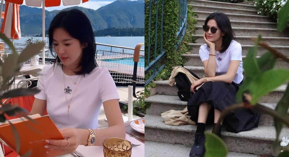 Song Hye Kyo Glows in Italy in a Simple White T-Shirt for Chuseok