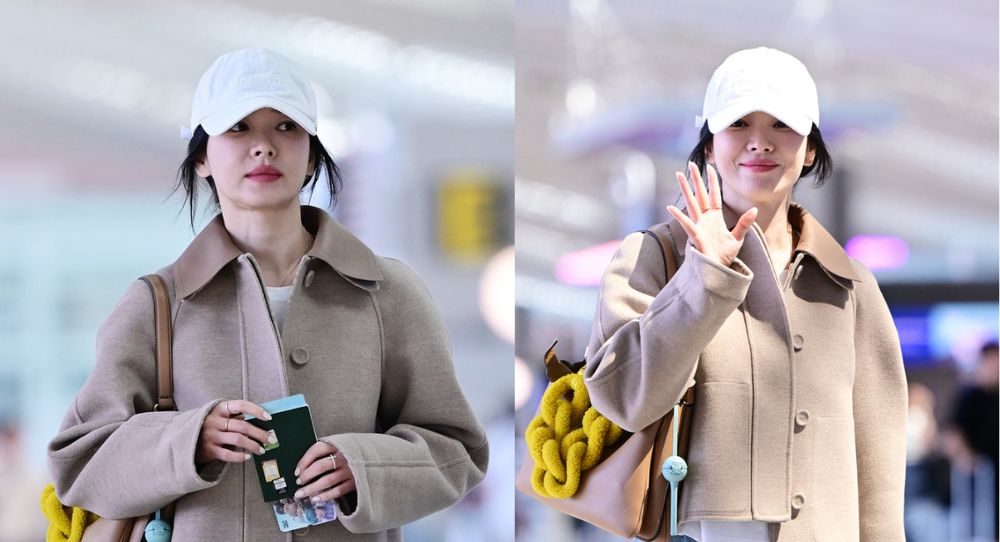 Song Hye Kyo Stuns in Fall Airport Fashion: Short Coat Balances Style and Elegance