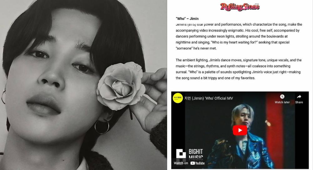 BTS’s Jimin’s "Who" Stuns Fans as It Gets Named One of Rolling Stone India’s “10 Best K-Pop Songs of 2024” and Breaks Records Everywhere