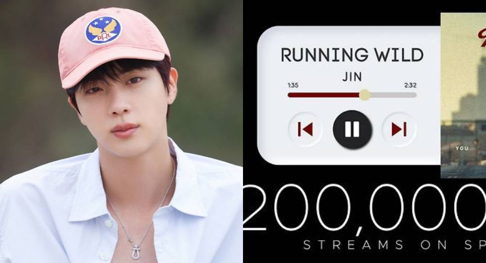 BTS's Jin Shatters Records Again! "Running Wild" Surpasses 200 Million Streams on Spotify - Check Out His Powerful Global Impact